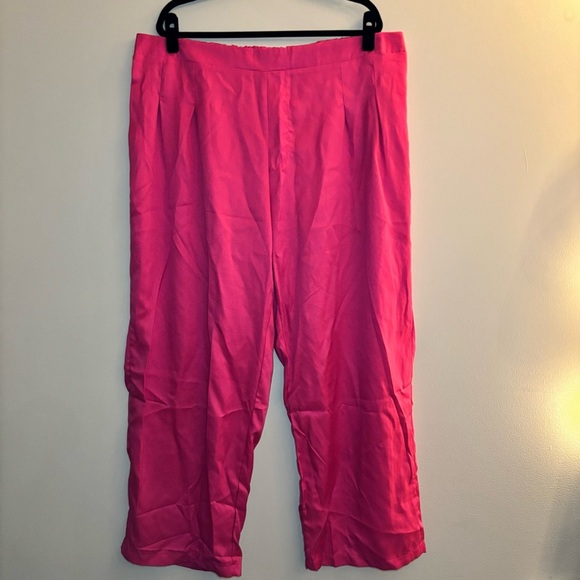 Women’s Solid Plicated High Waisted Straight Leg Trousers Size 4X - Picture 1 of 10